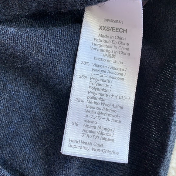 Madewell Color Block Classic Wool Blend Cream Blue Crew Neck Sweater Women’s XXS - Picture 5 of 10